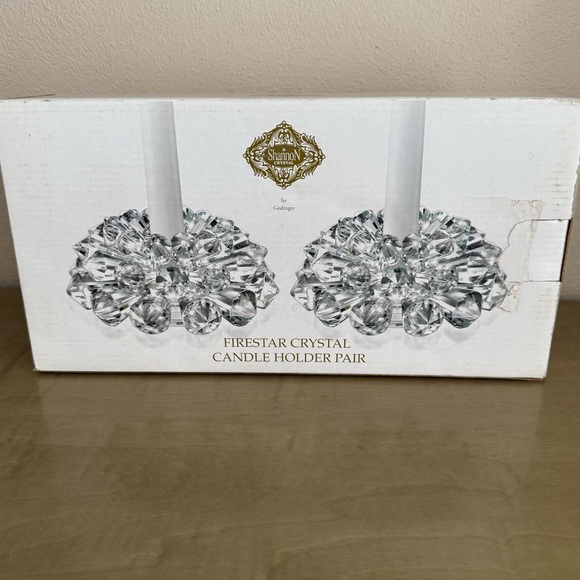 Firestar Crystal Candle Holders Shannon Crystal By Godinger - Picture 1 of 14